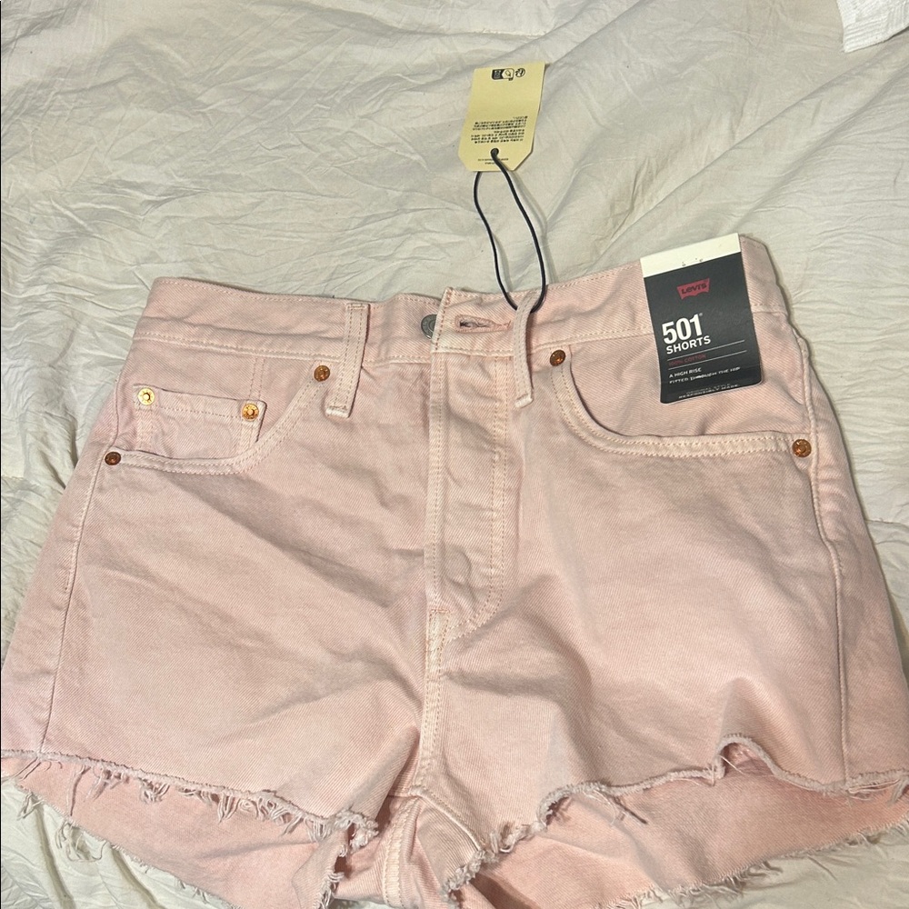Levi's 501 Light Pink Cutoff Denim Shorts